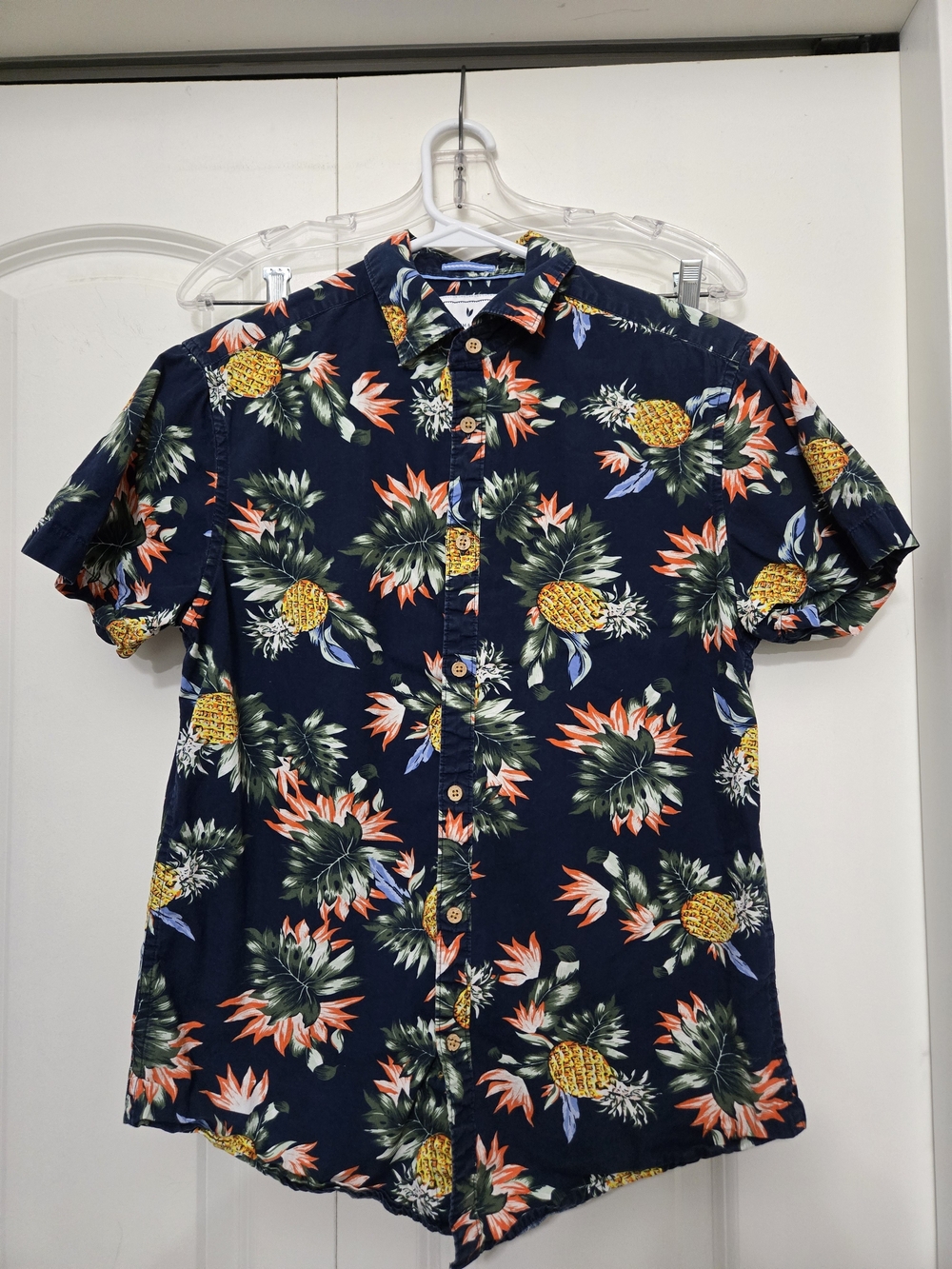 Denim & Flower Kid's Navy Tropical Pineapple Short-Sleeve Shirt